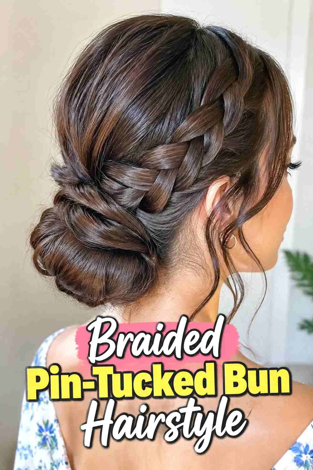 5. Braided Pin Tucked Bun Hairstyle