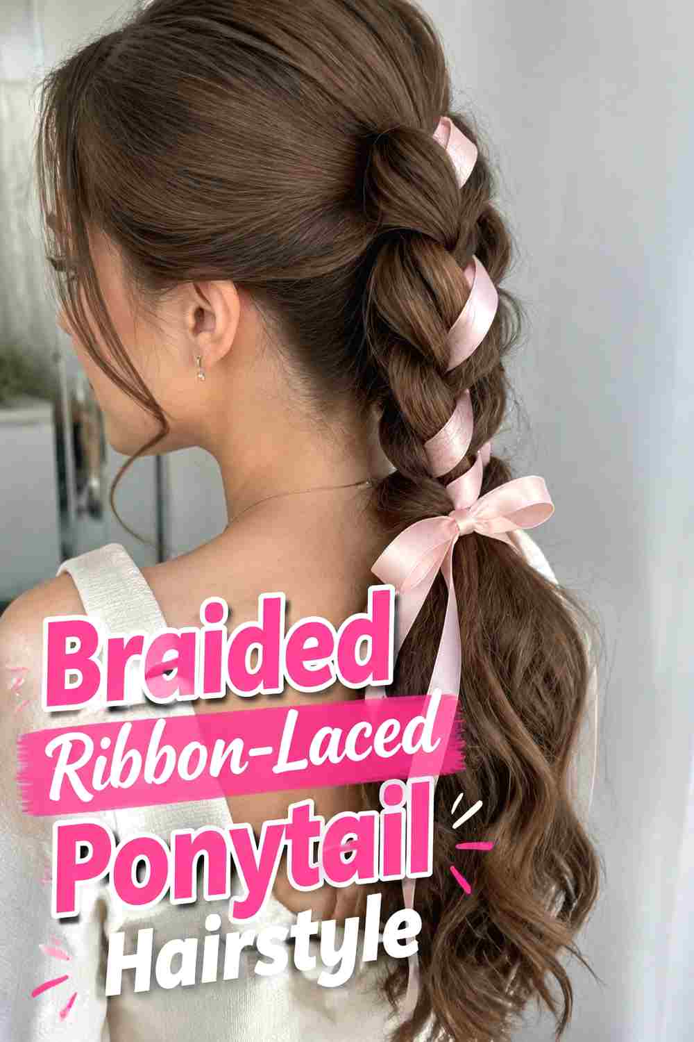 5. Braided Ribbon Laced Ponytail Hairstyle