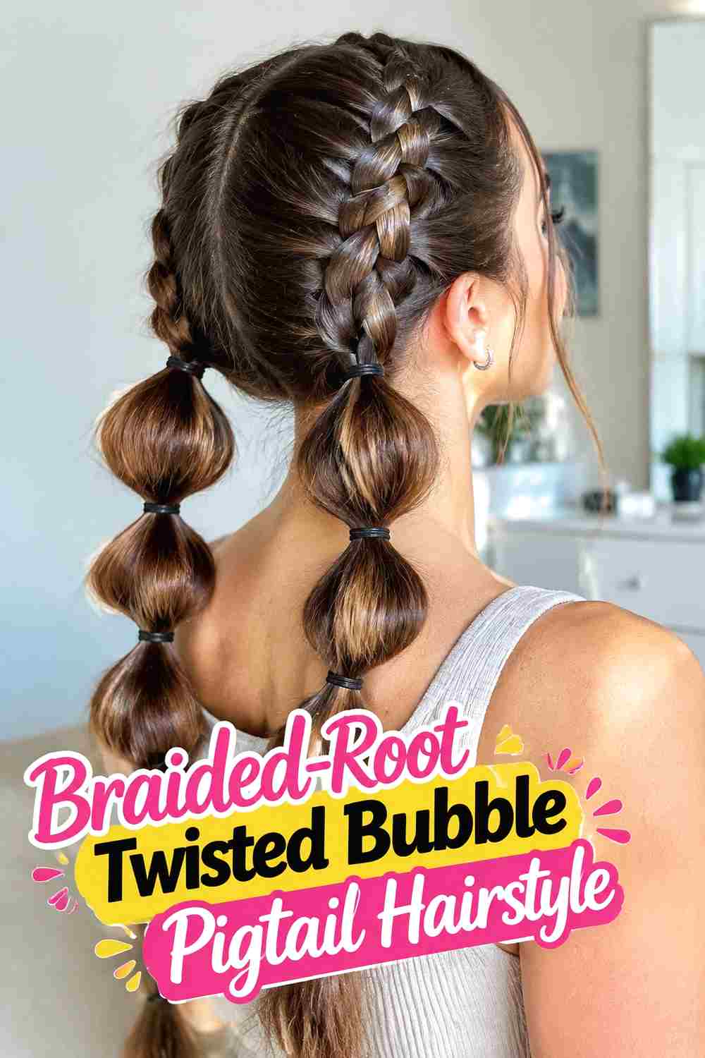 11. Braided Root Twisted Bubble Pigtail Hairstyle