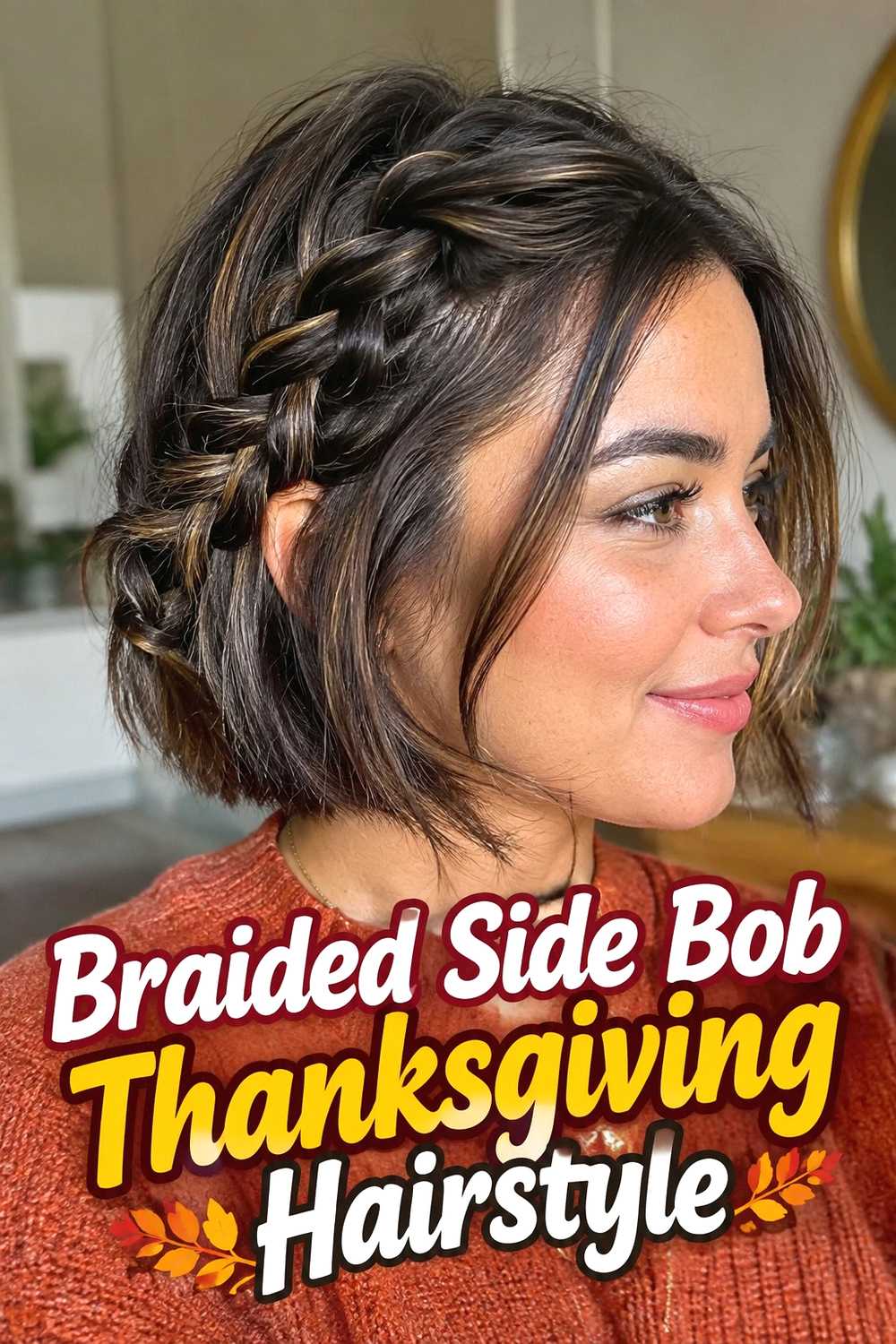 7. Braided Side Bob Thanksgiving Hairstyle