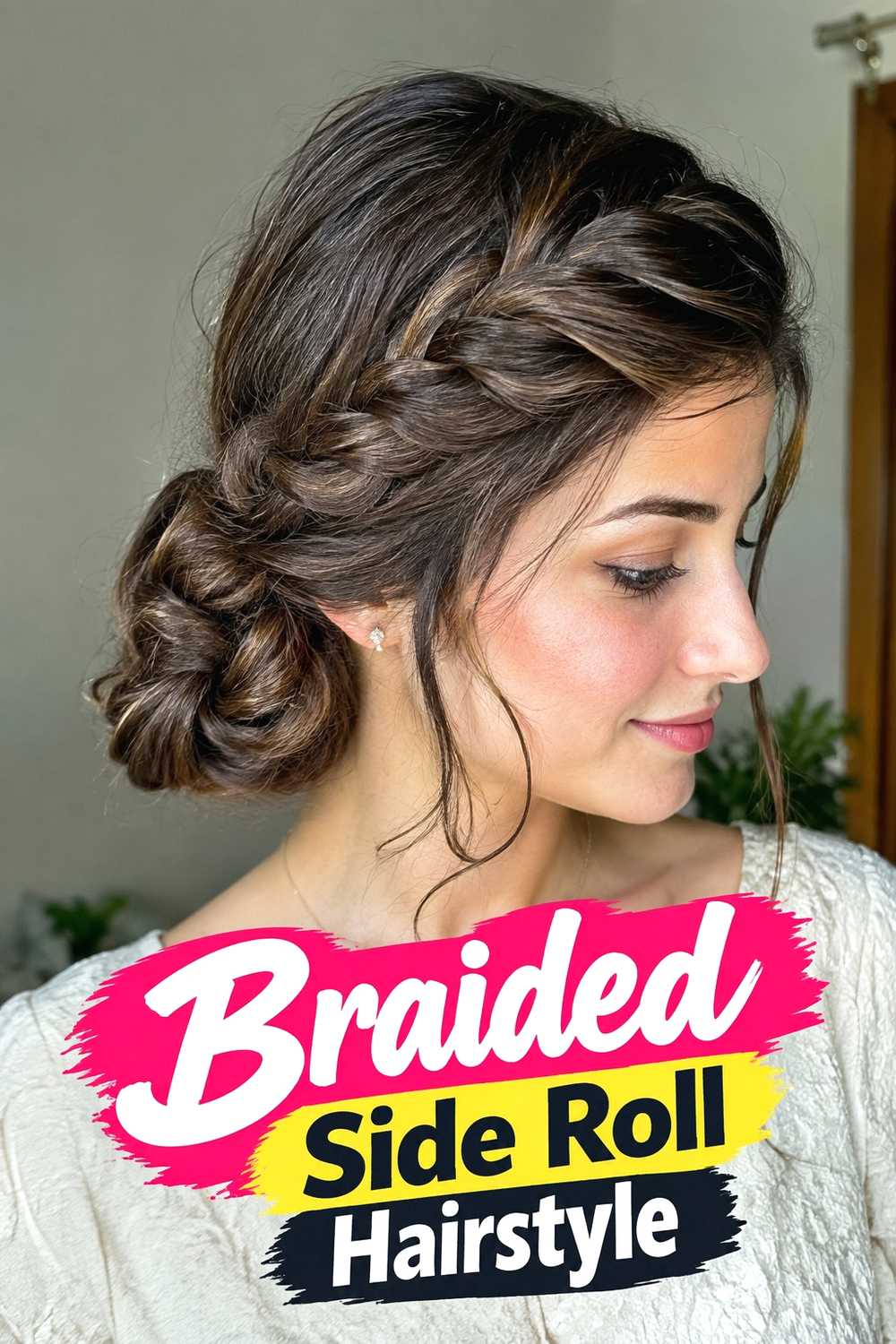 4. Braided Side Roll Hairstyle