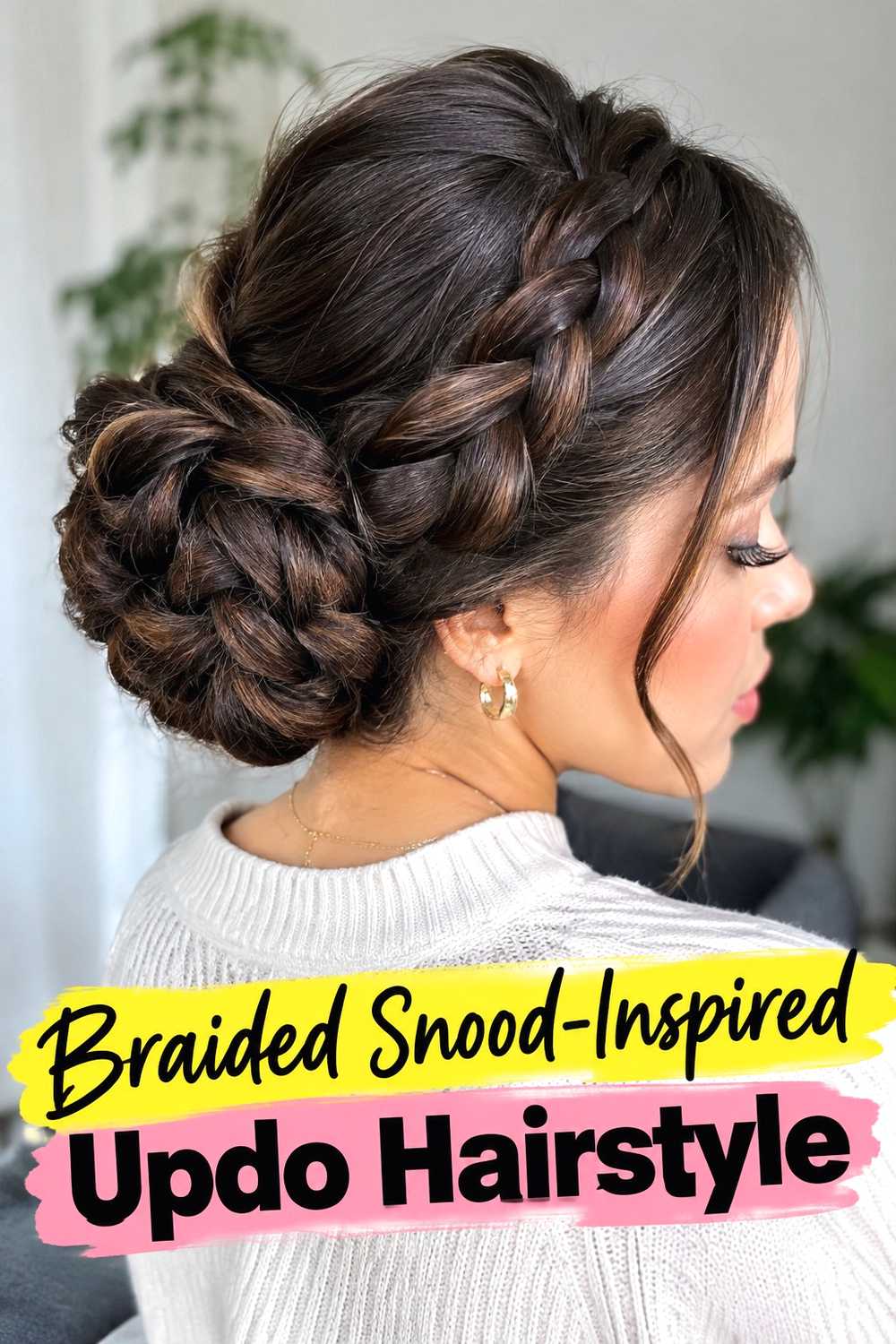 13. Braided Snood Inspired Updo Hairstyle