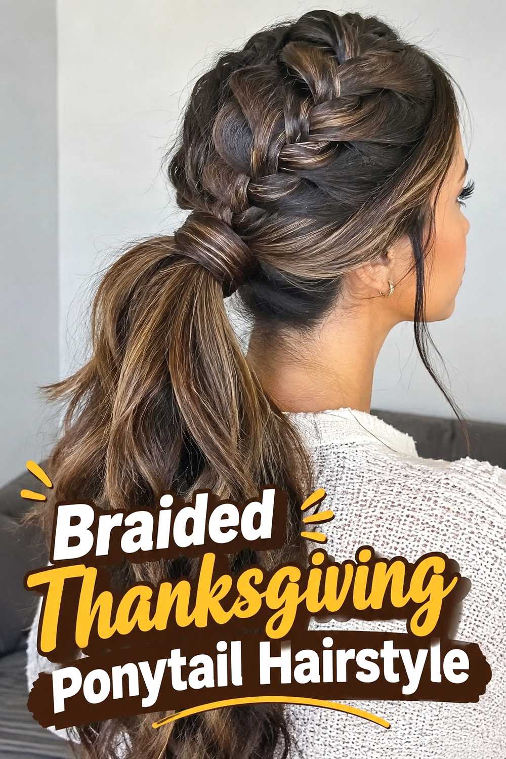 4. Braided Thanksgiving Ponytail Hairstyle