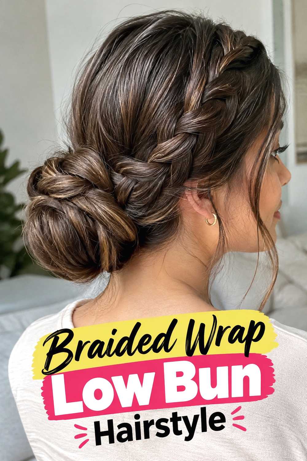 5. Braided Wrap Low Bun Hairstyle