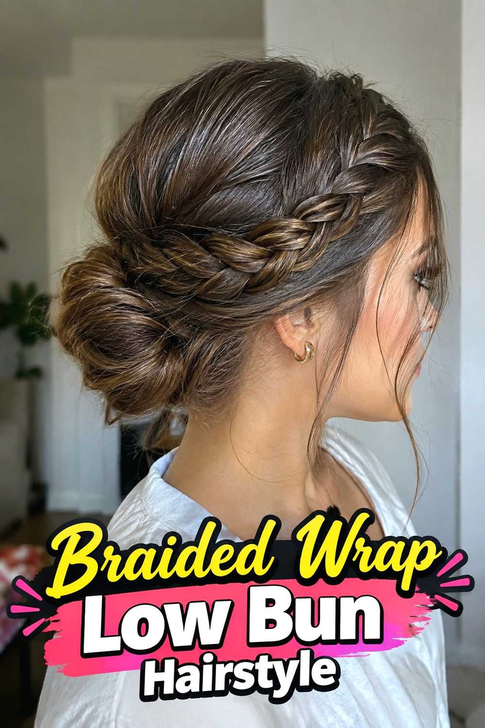 4. Braided Wrap Low Bun Hairstyle