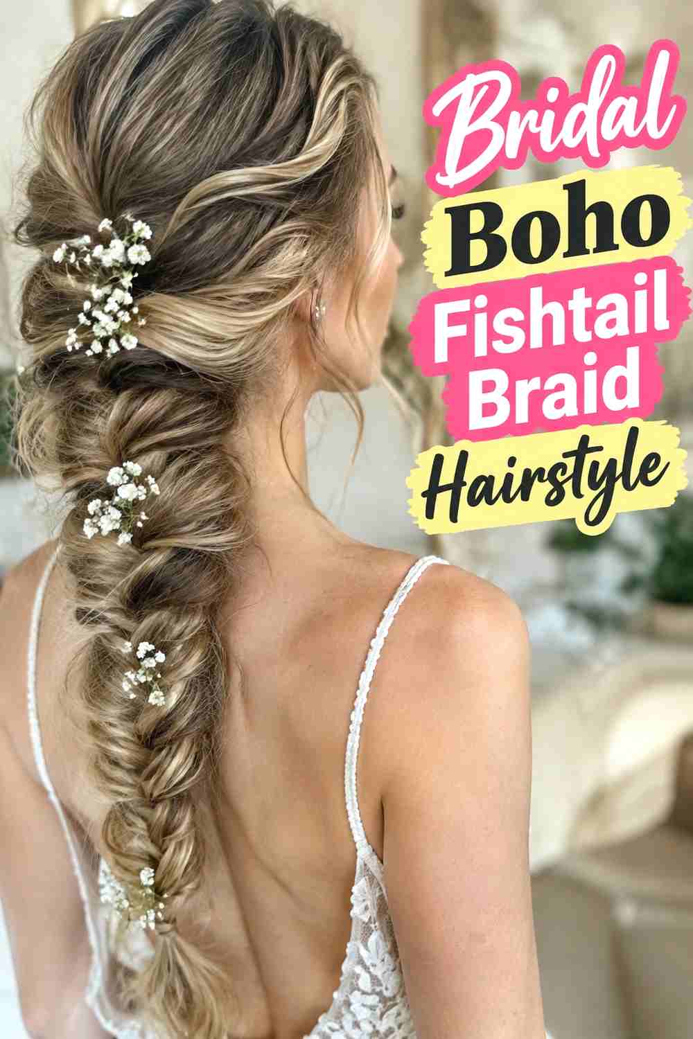 14. Bridal Boho Fishtail Braid Hairstyle