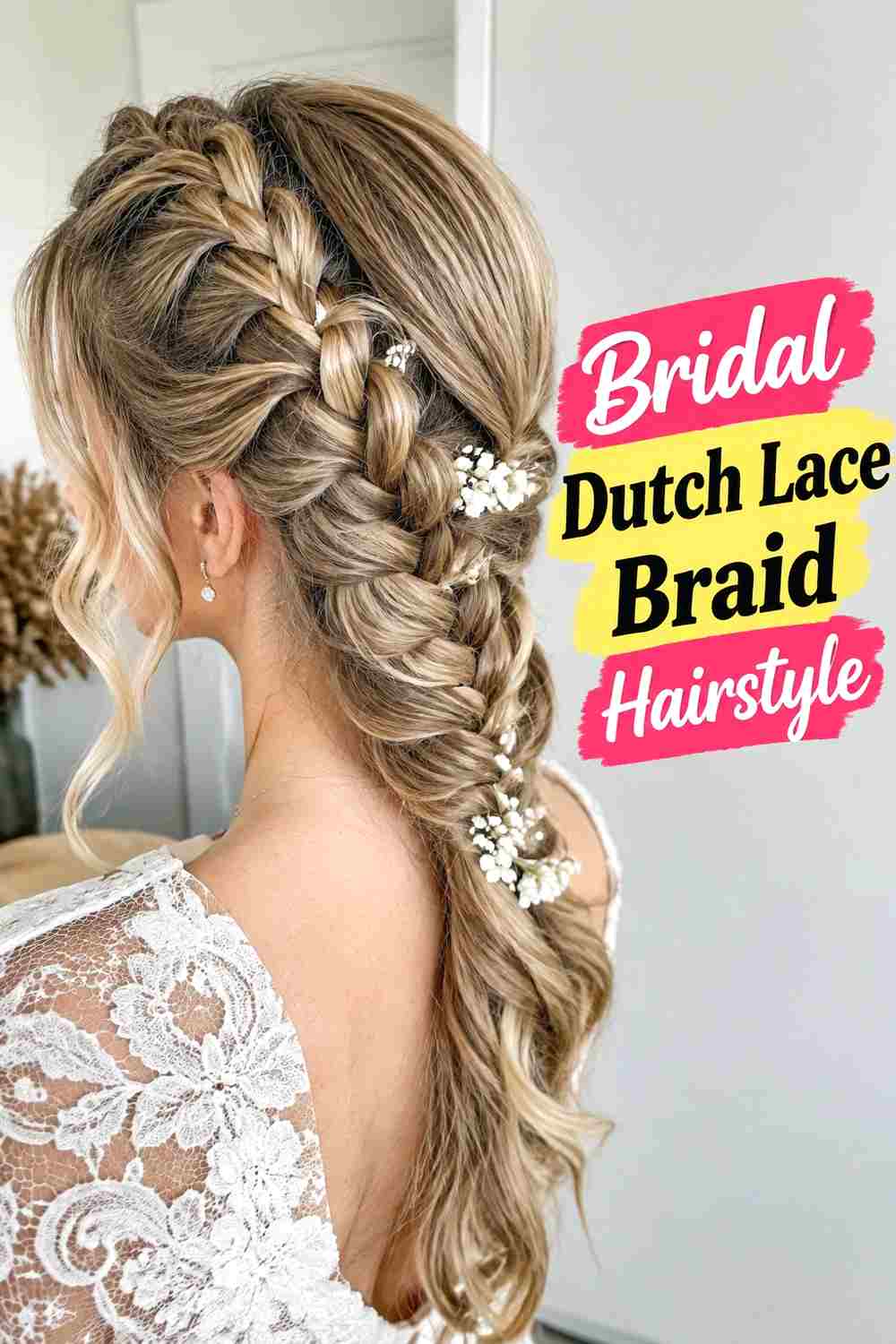 16. Bridal Dutch Lace Braid Hairstyle
