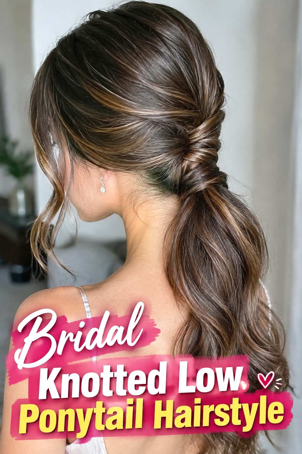 17. Bridal Knotted Low Ponytail Hairstyle