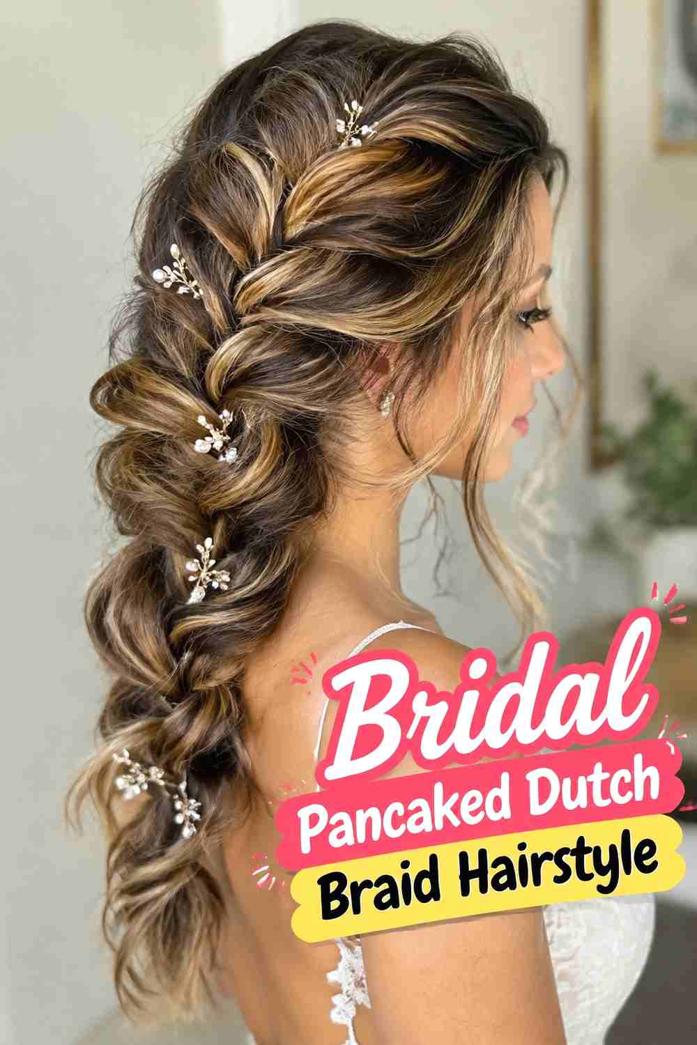 16. Bridal Pancaked Dutch Braid Hairstyle