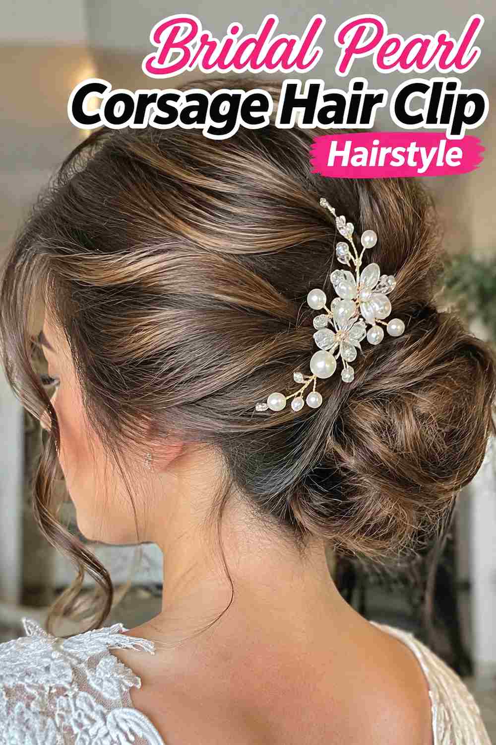 10. Bridal Pearl Corsage Hair Clip Hairstyle