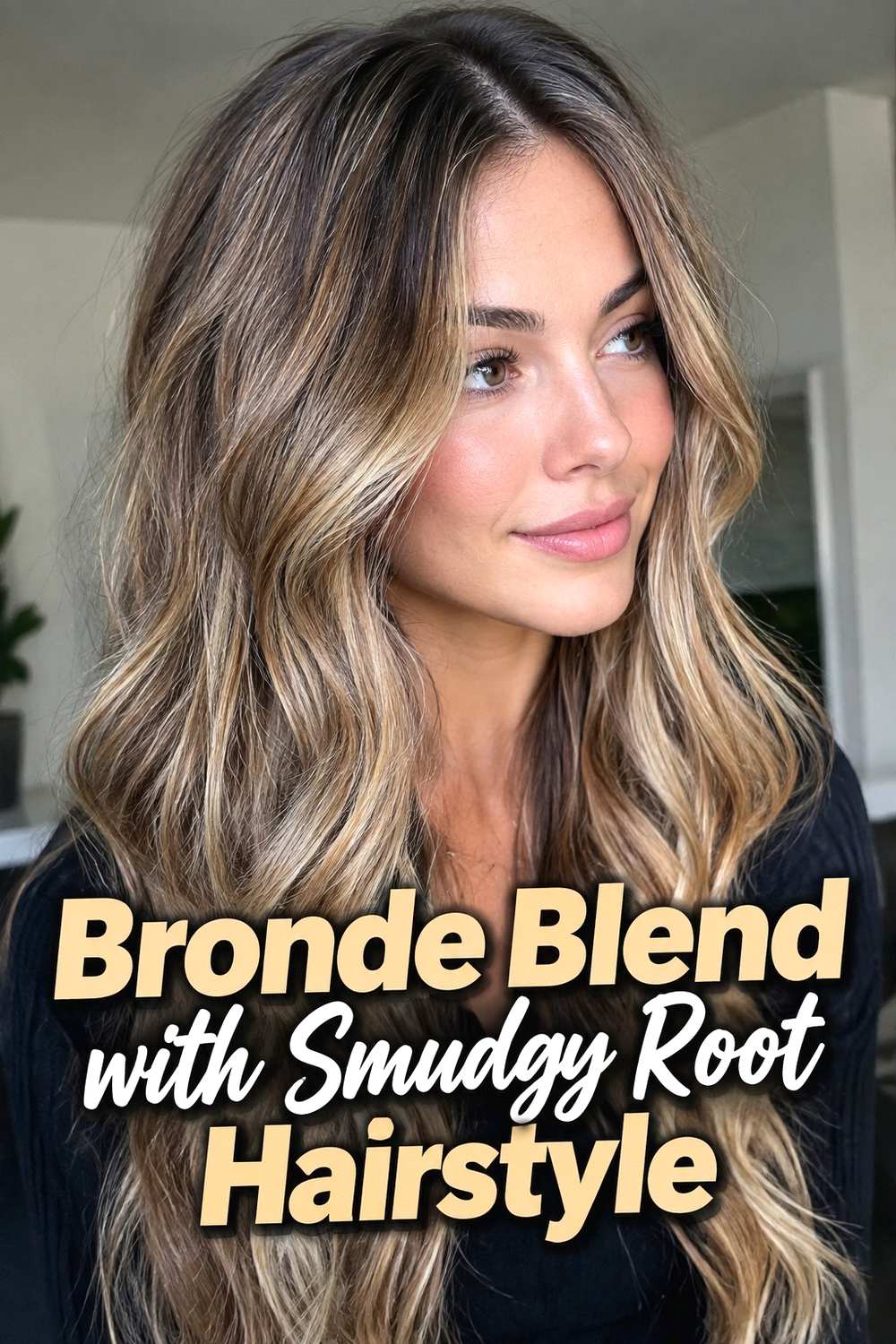 9. Bronde Blend With Smudgy Root Hairstyle