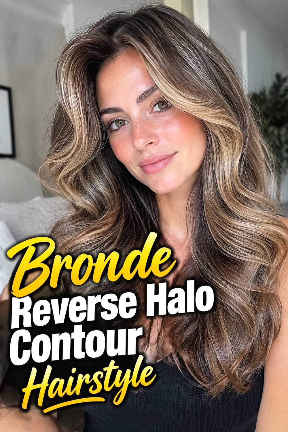 2. Bronde Reverse Halo Contour Hairstyle