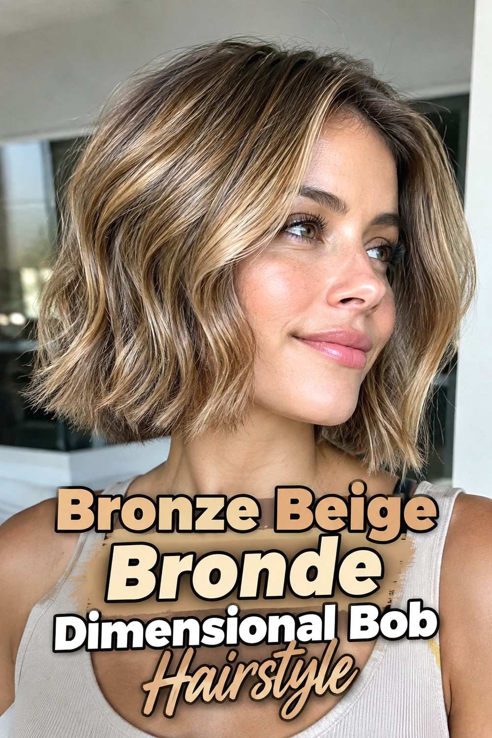 11. Bronze Beige Bronde Dimensional Bob Hairstyle