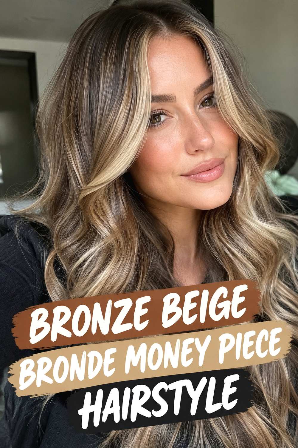 1. Bronze Beige Bronde Money Piece Hairstyle