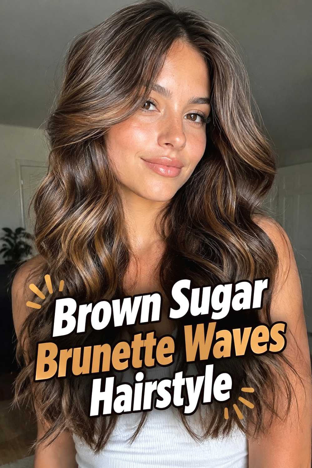 19. Brown Sugar Brunette Waves Hairstyle