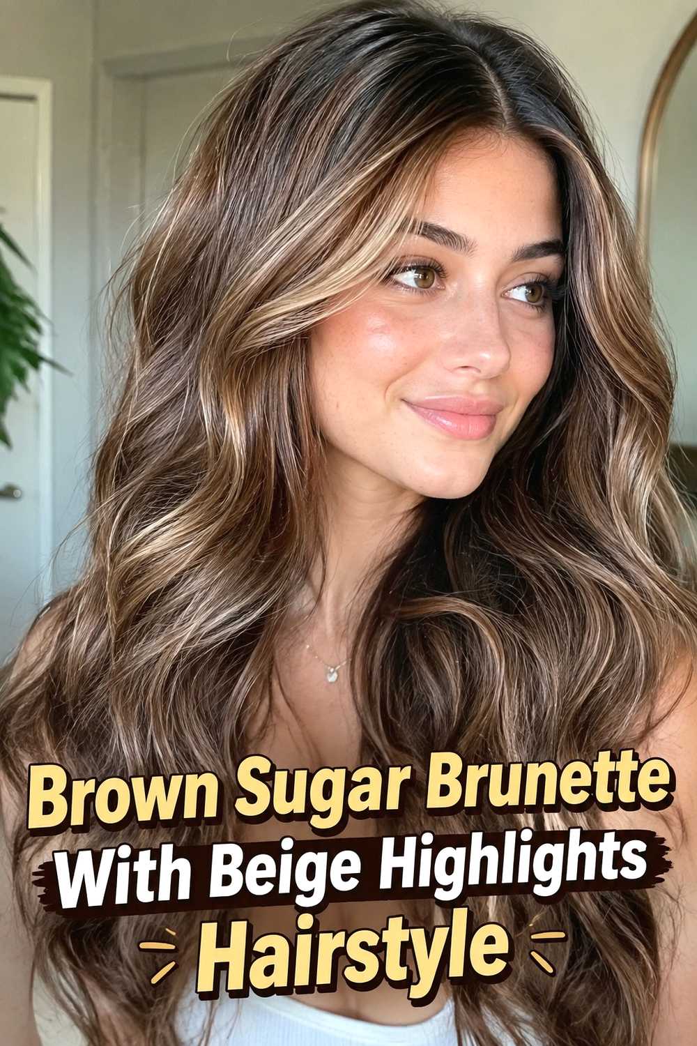 6. Brown Sugar Brunette With Beige Highlights Hairstyle