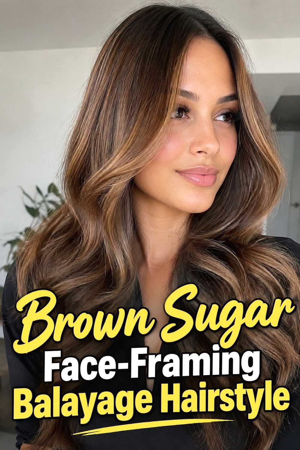 6. Brown Sugar Face Framing Balayage Hairstyle