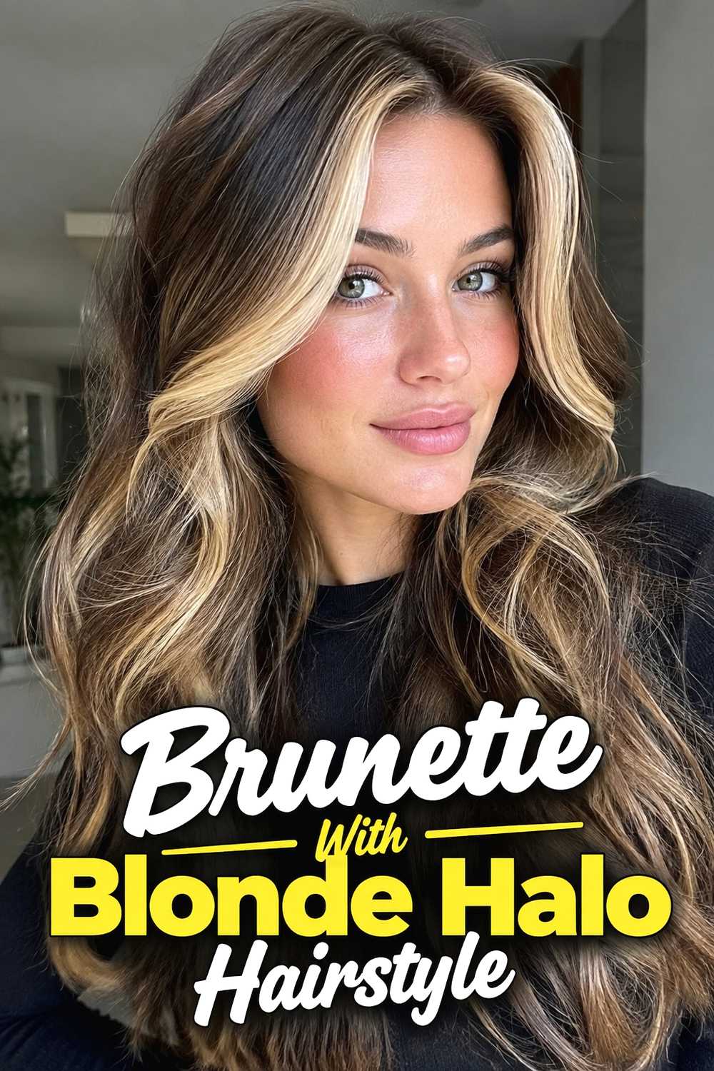 13. Brunette With Blonde Halo Hairstyle