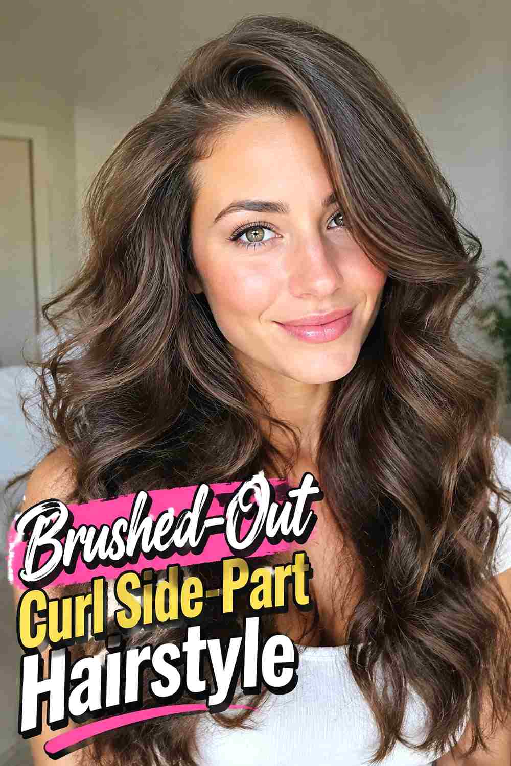 13. Brushed Out Curl Side Part Hairstyle