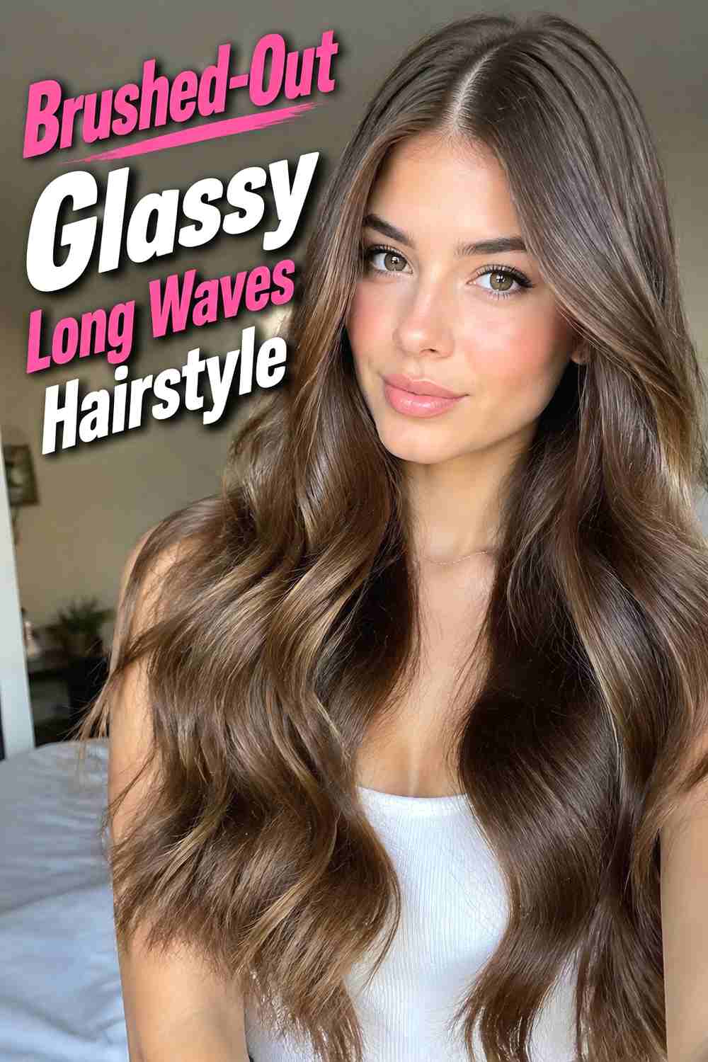 7. Brushed Out Glassy Long Waves Hairstyle
