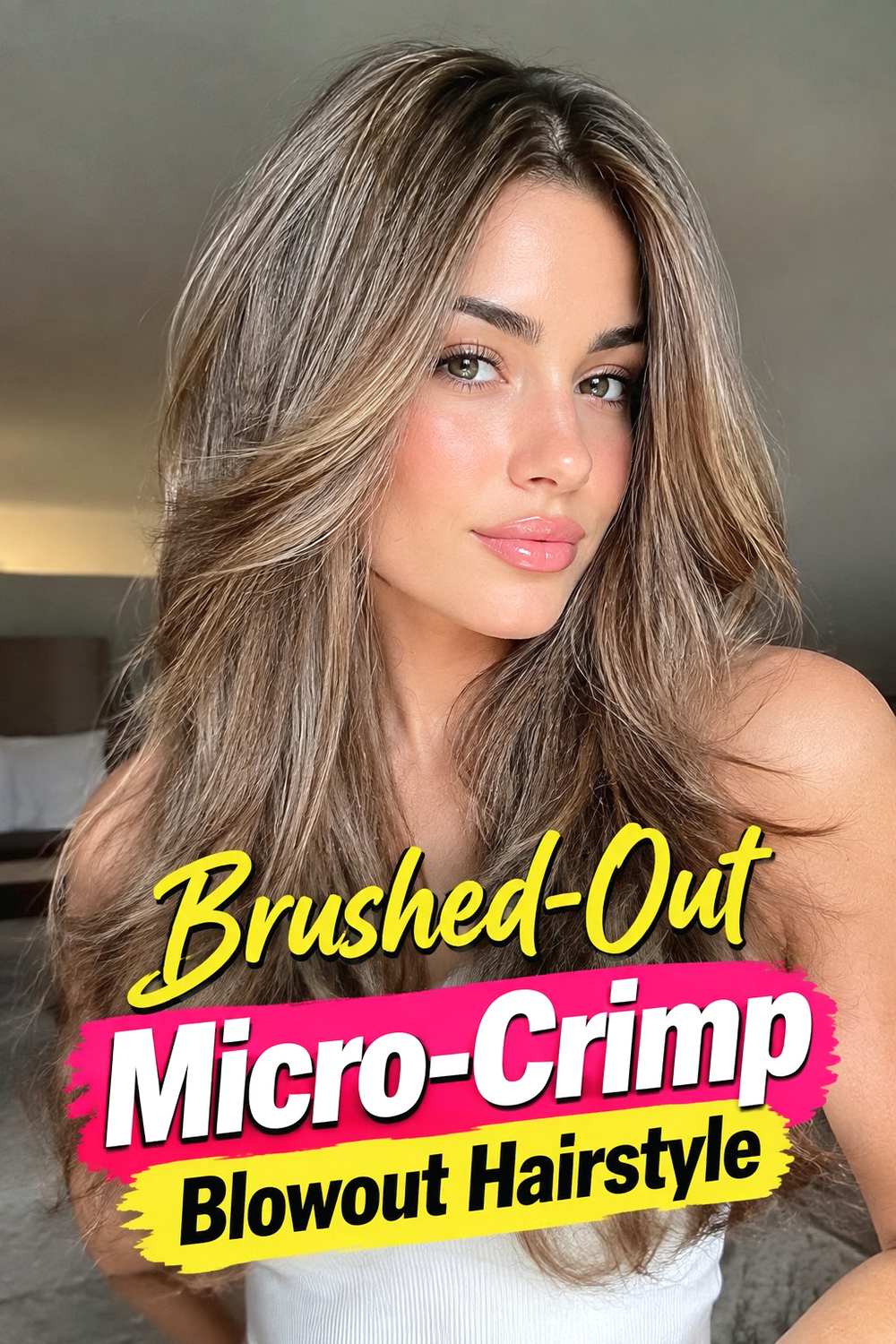 8. Brushed Out Micro Crimp Blowout Hairstyle