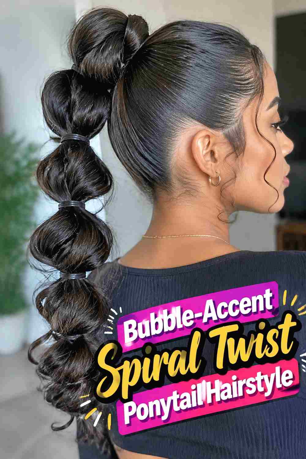 4. Bubble Accent Spiral Twist Ponytail Hairstyle