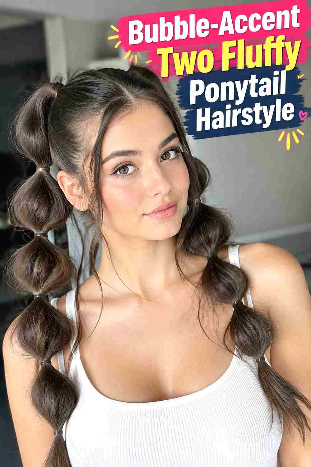 7. Bubble Accent Two Fluffy Ponytail Hairstyle