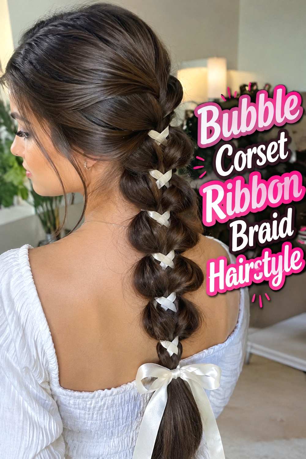9. Bubble Corset Ribbon Braid Hairstyle