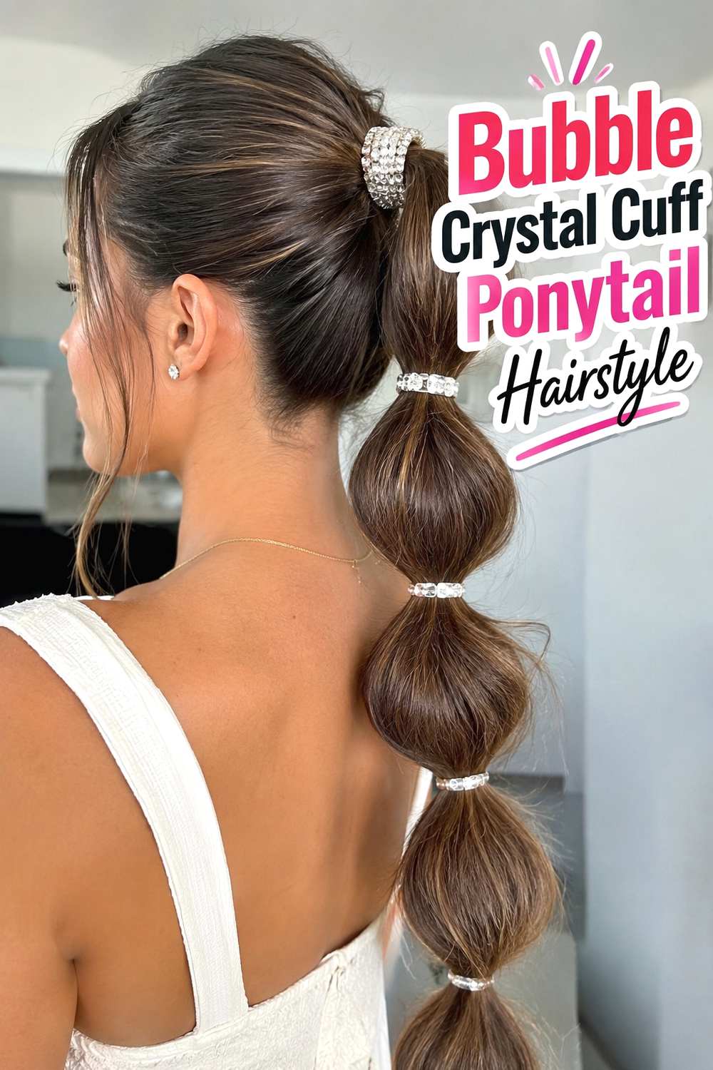 5. Bubble Crystal Cuff Ponytail Hairstyle