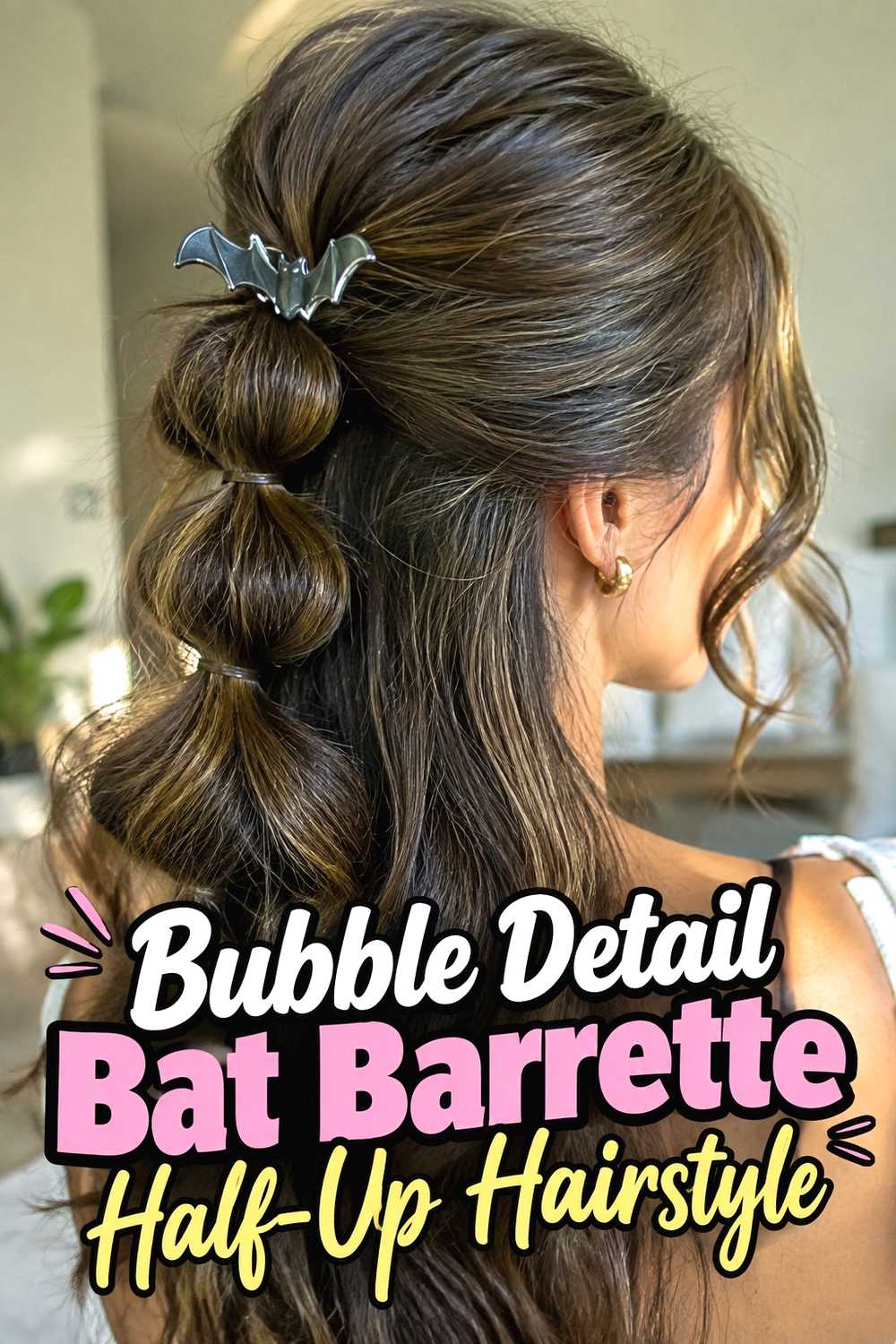 11. Bubble Detail Bat Barrette Half Up Hairstyle