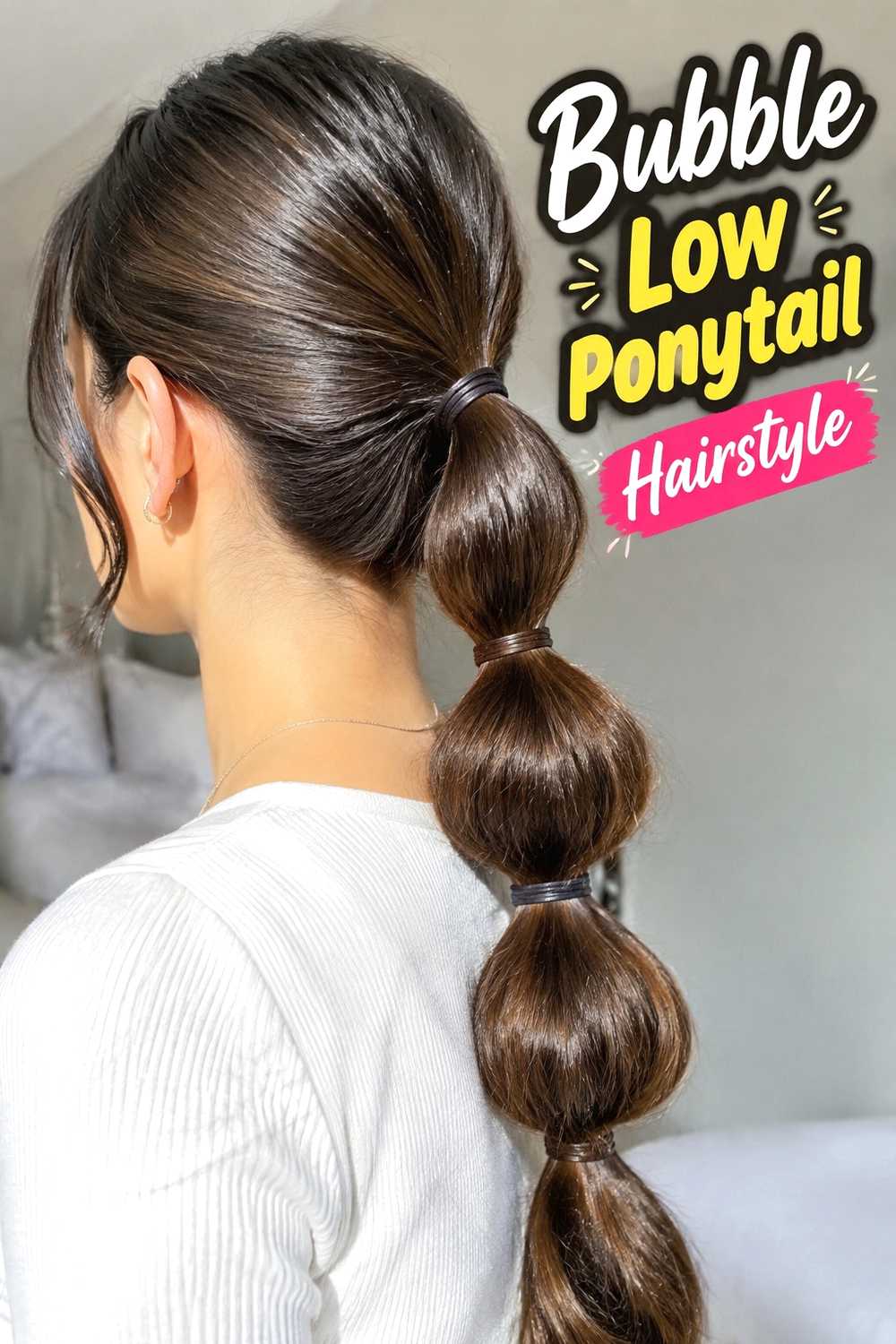 9. Bubble Low Ponytail Hairstyle