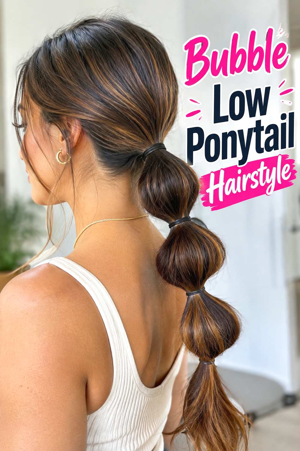Bubble Low Ponytail Hairstyle