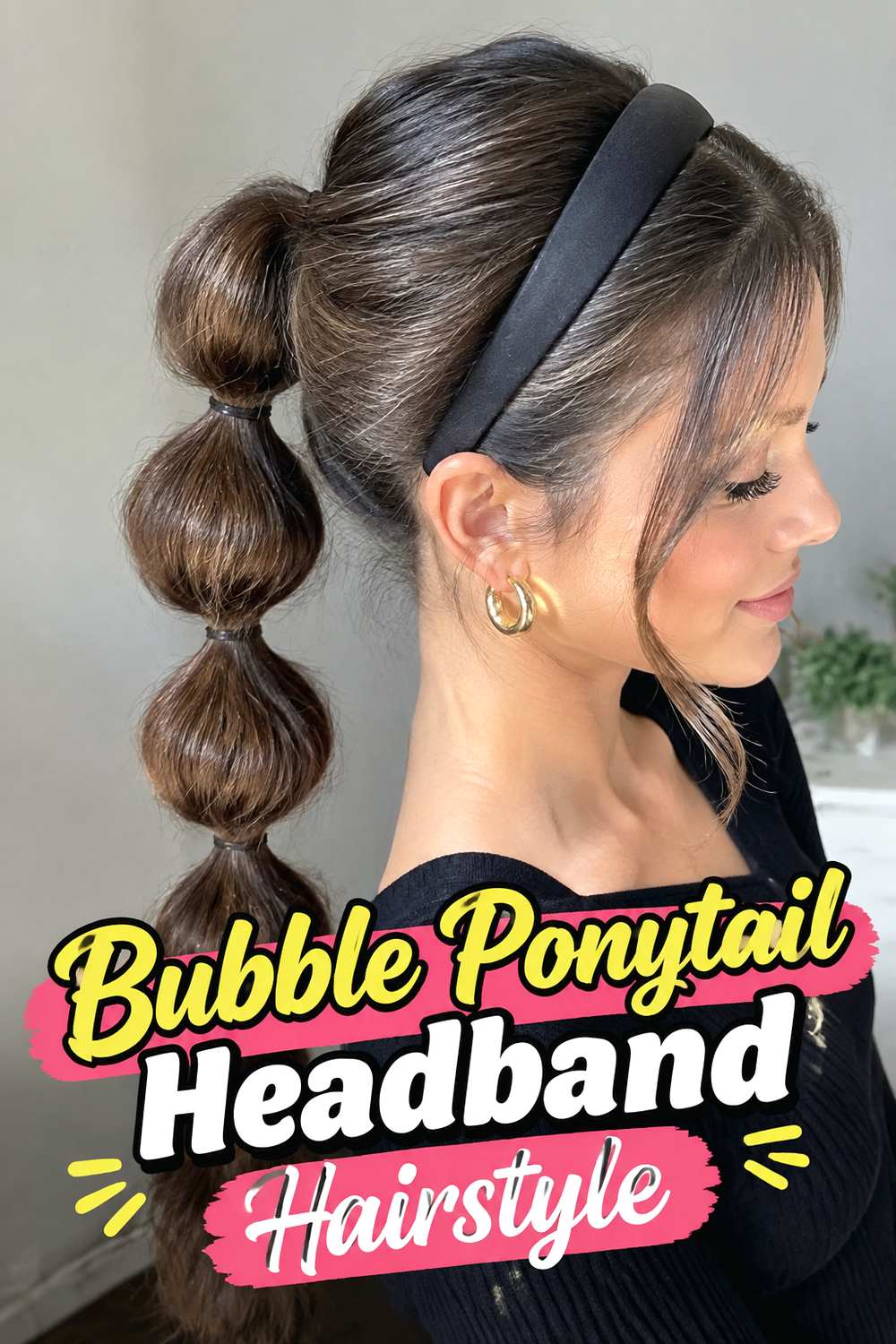 Bubble Ponytail Headband Hairstyle