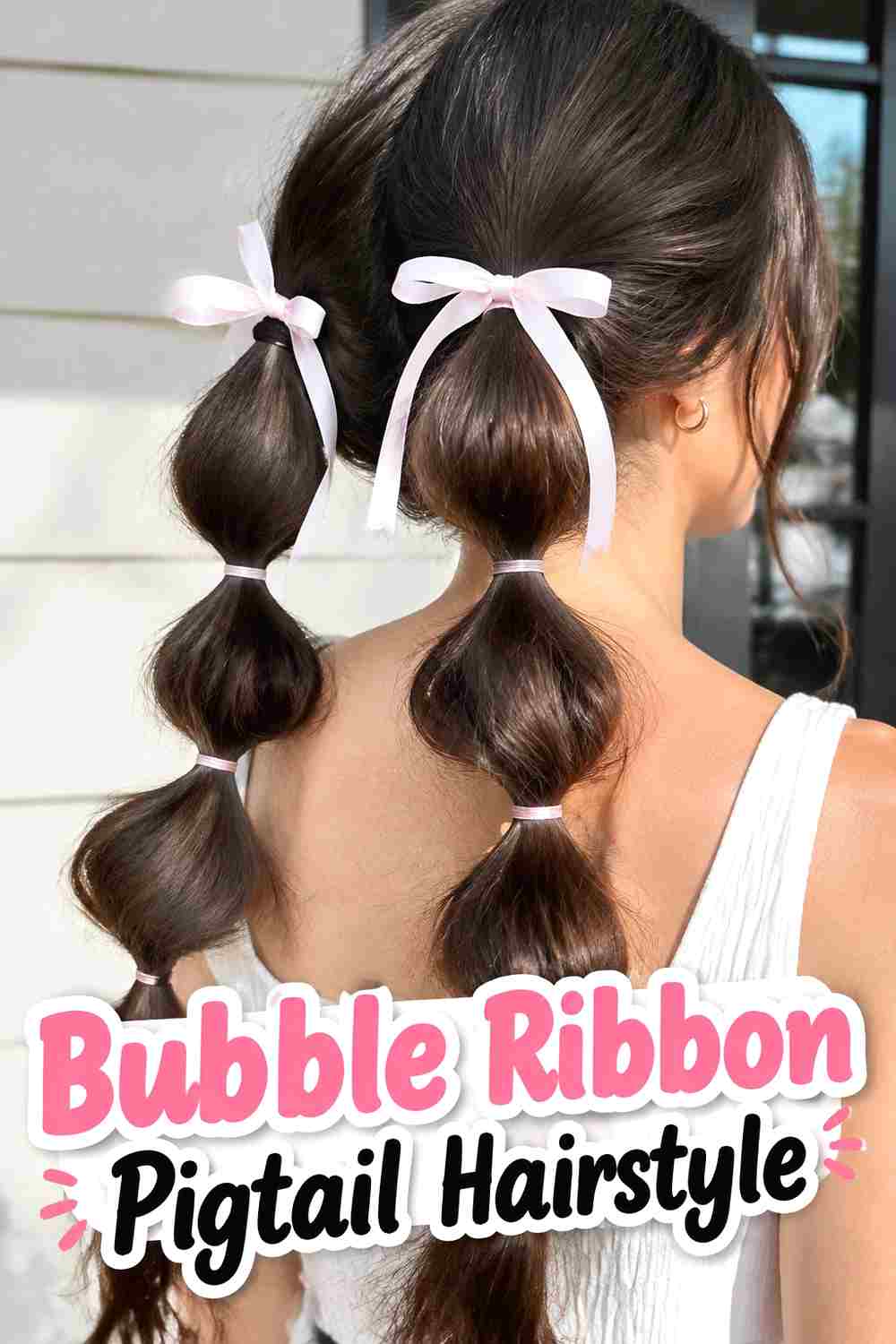 5. Bubble Ribbon Pigtail Hairstyle