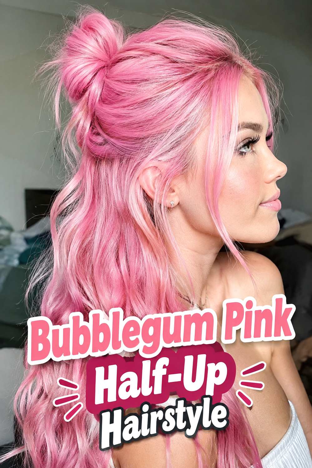 Bubblegum Pink Half-Up Hairstyle
