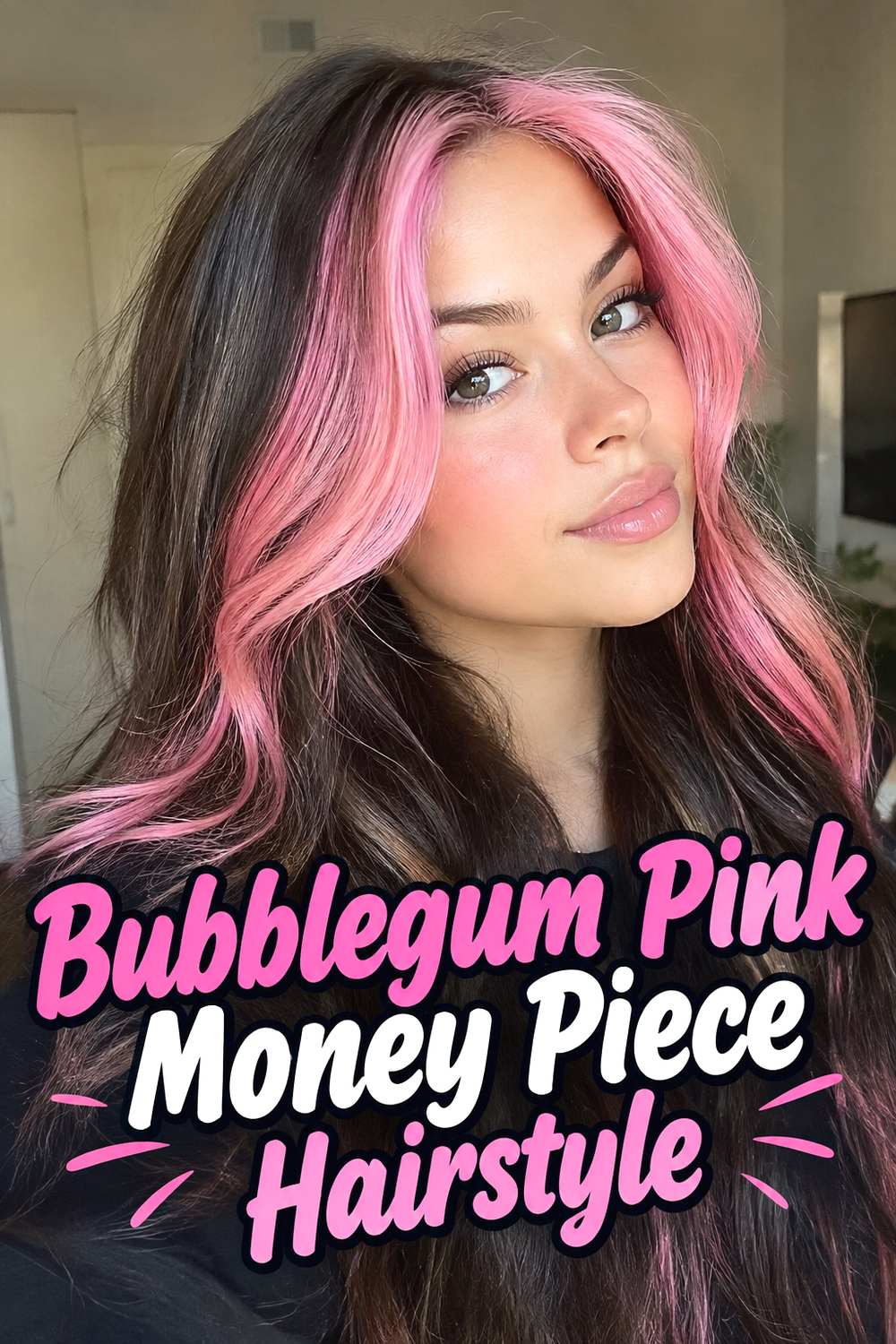 Bubblegum Pink Money Piece Hairstyle