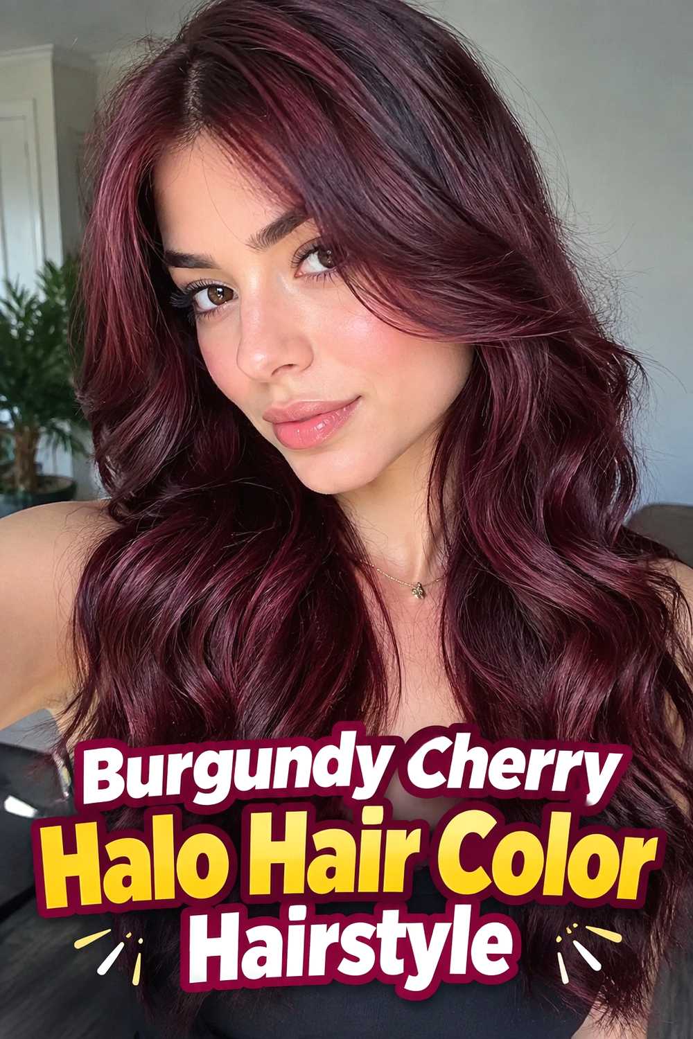 5. Burgundy Cherry Halo Hair Color Hairstyle