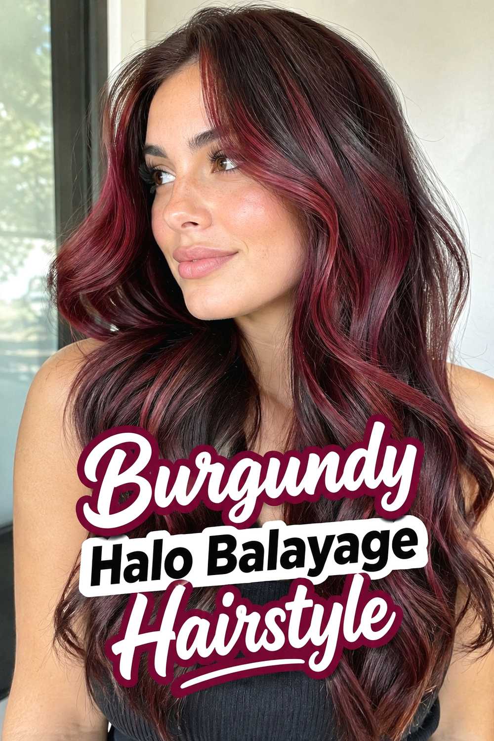 18. Burgundy Halo Balayage Hairstyle