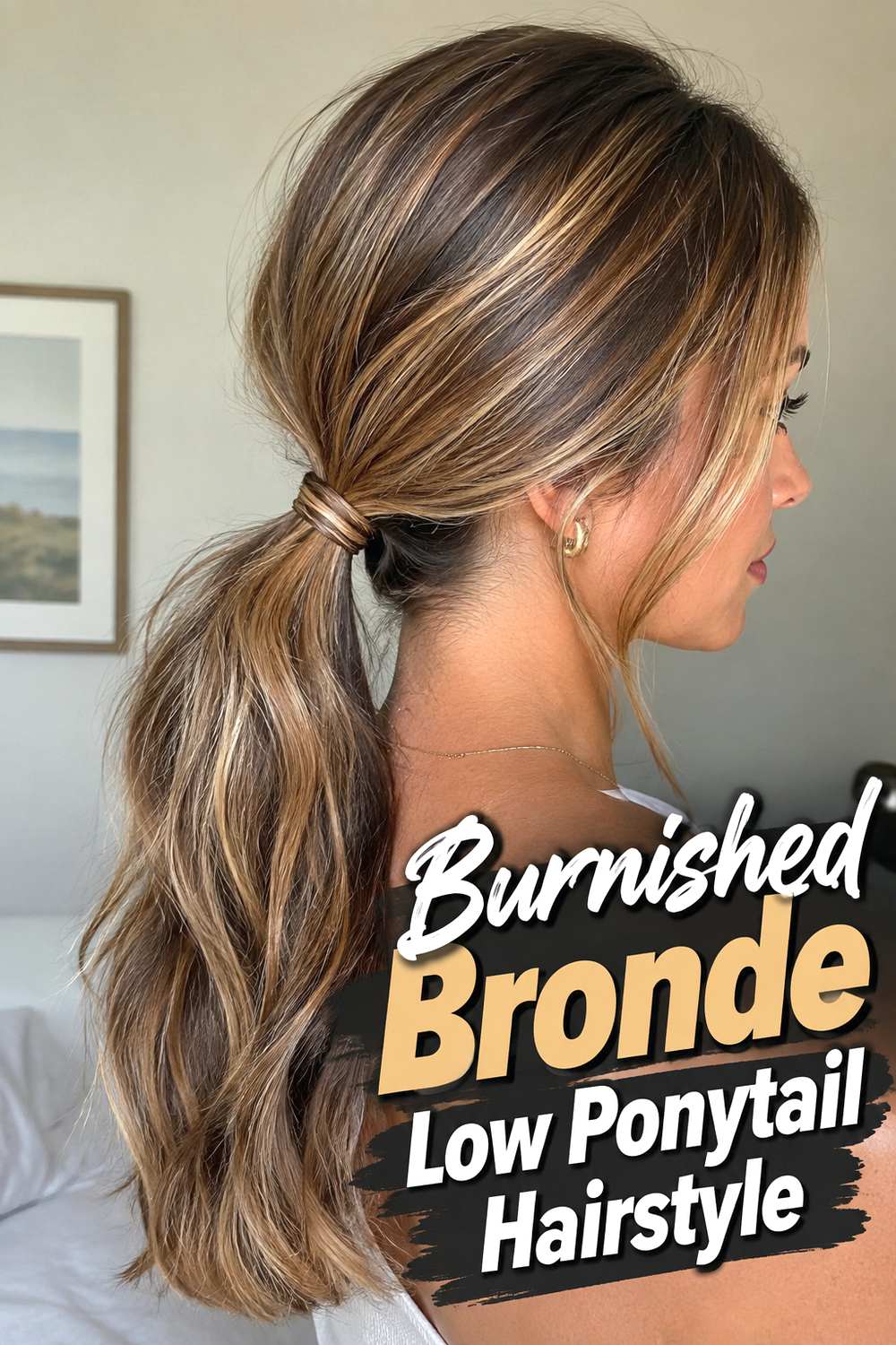 Burnished Bronde Low Ponytail Hairstyle