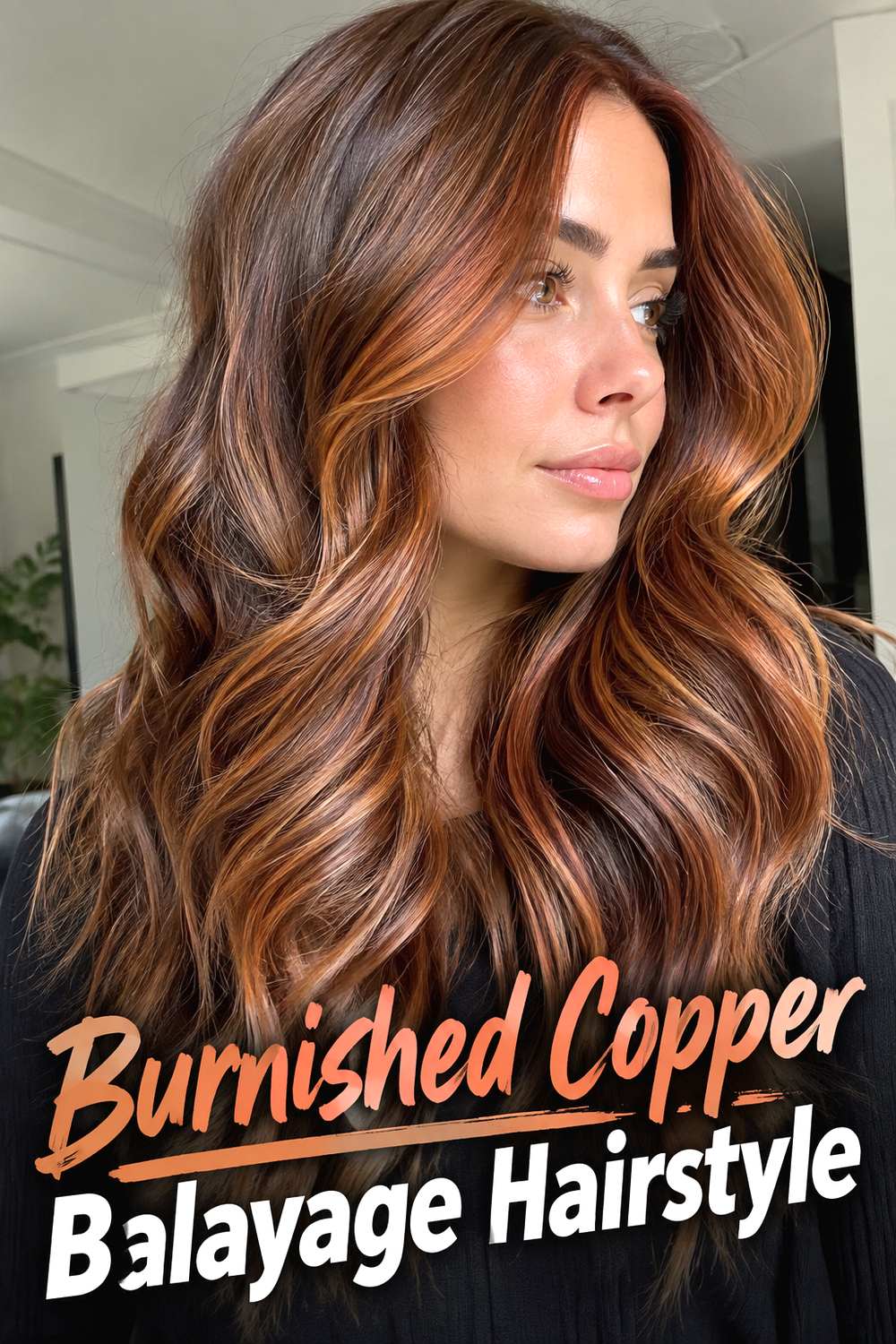 Burnished Copper Balayage Hairstyle