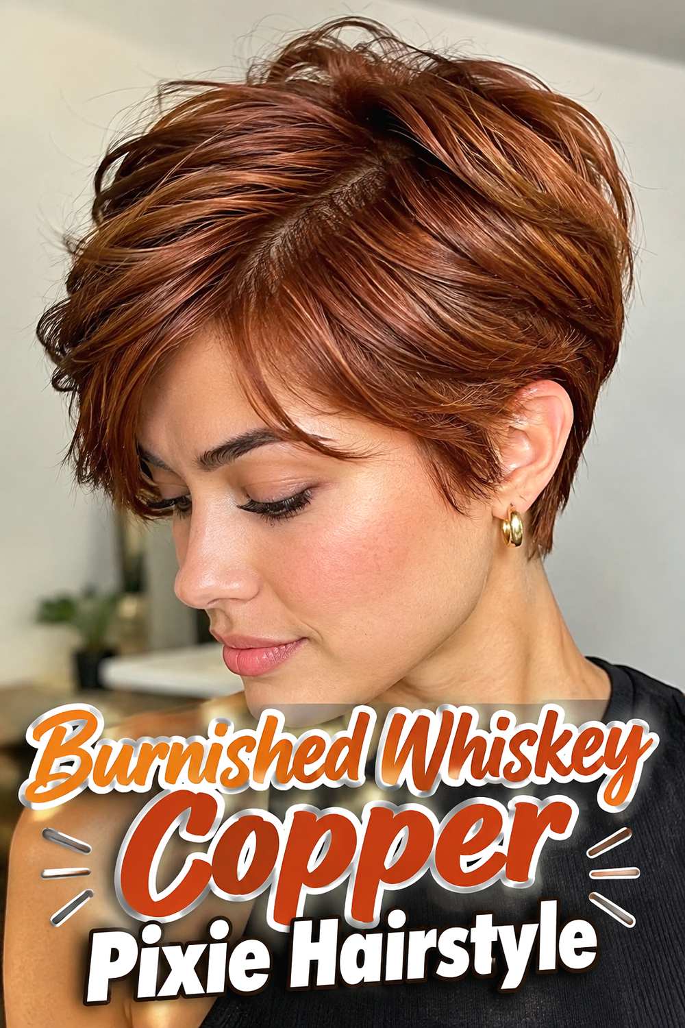 9. Burnished Whiskey Copper Pixie Hairstyle