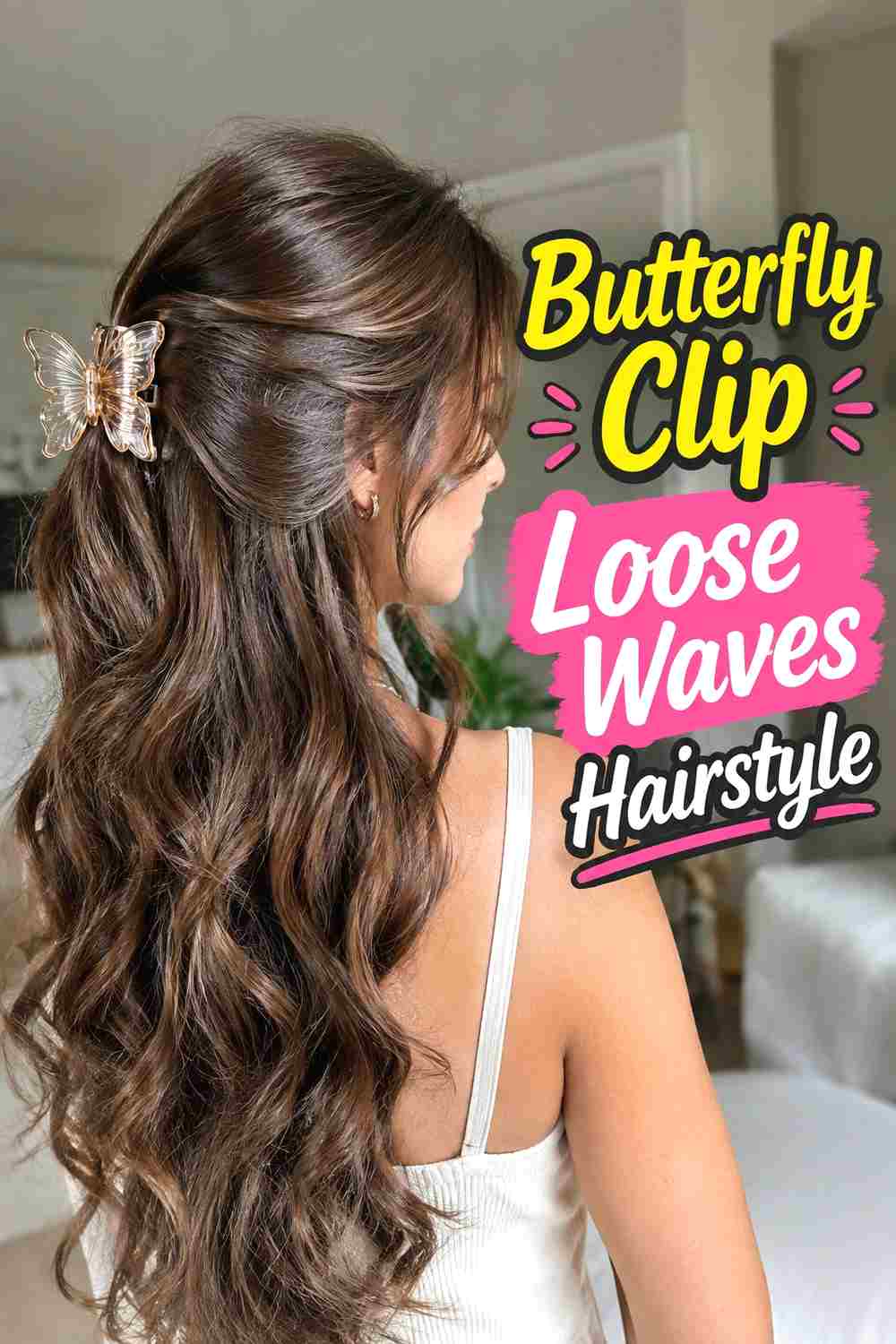 7. Butterfly Clip Loose Waves Hairstyle