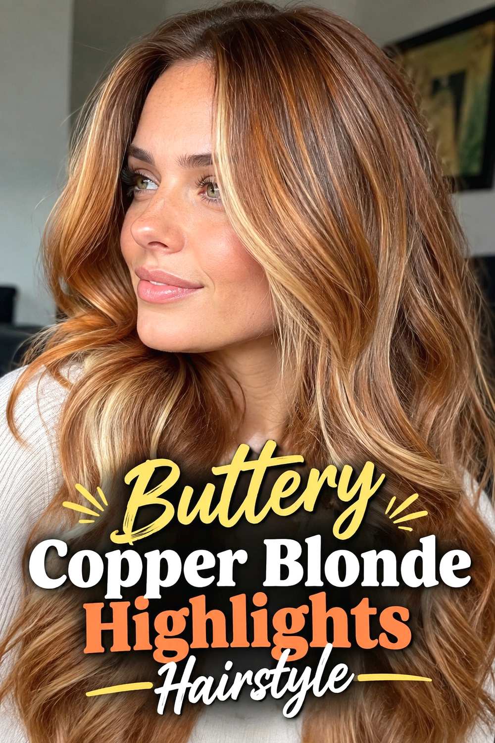 16. Buttery Copper Blonde Highlights Hairstyle