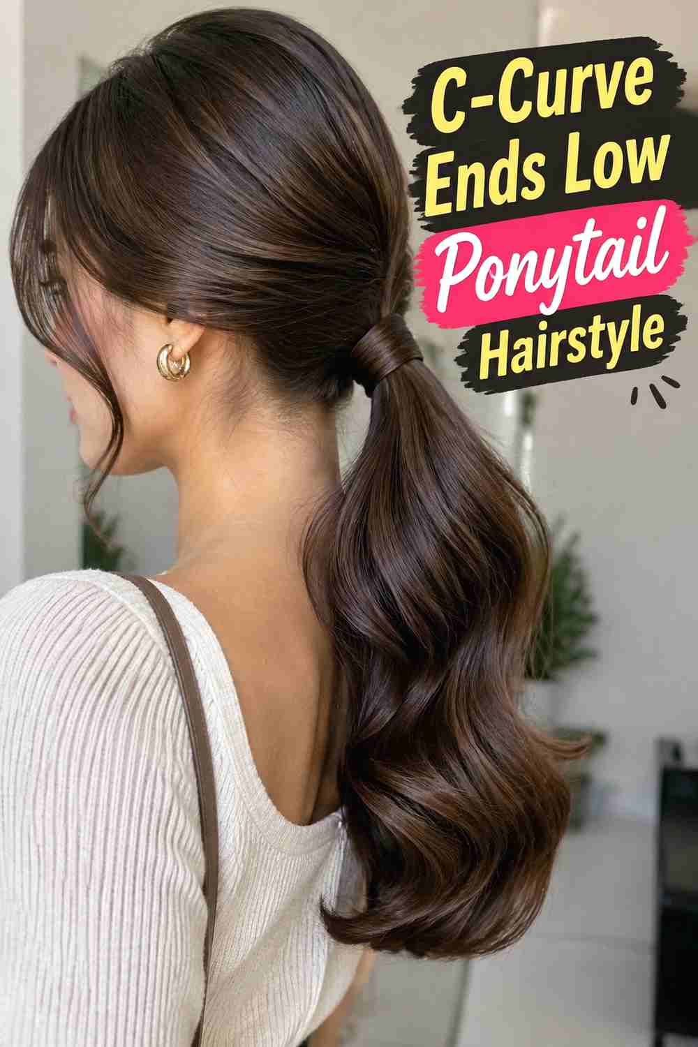 5. C Curve Ends Low Ponytail Hairstyle