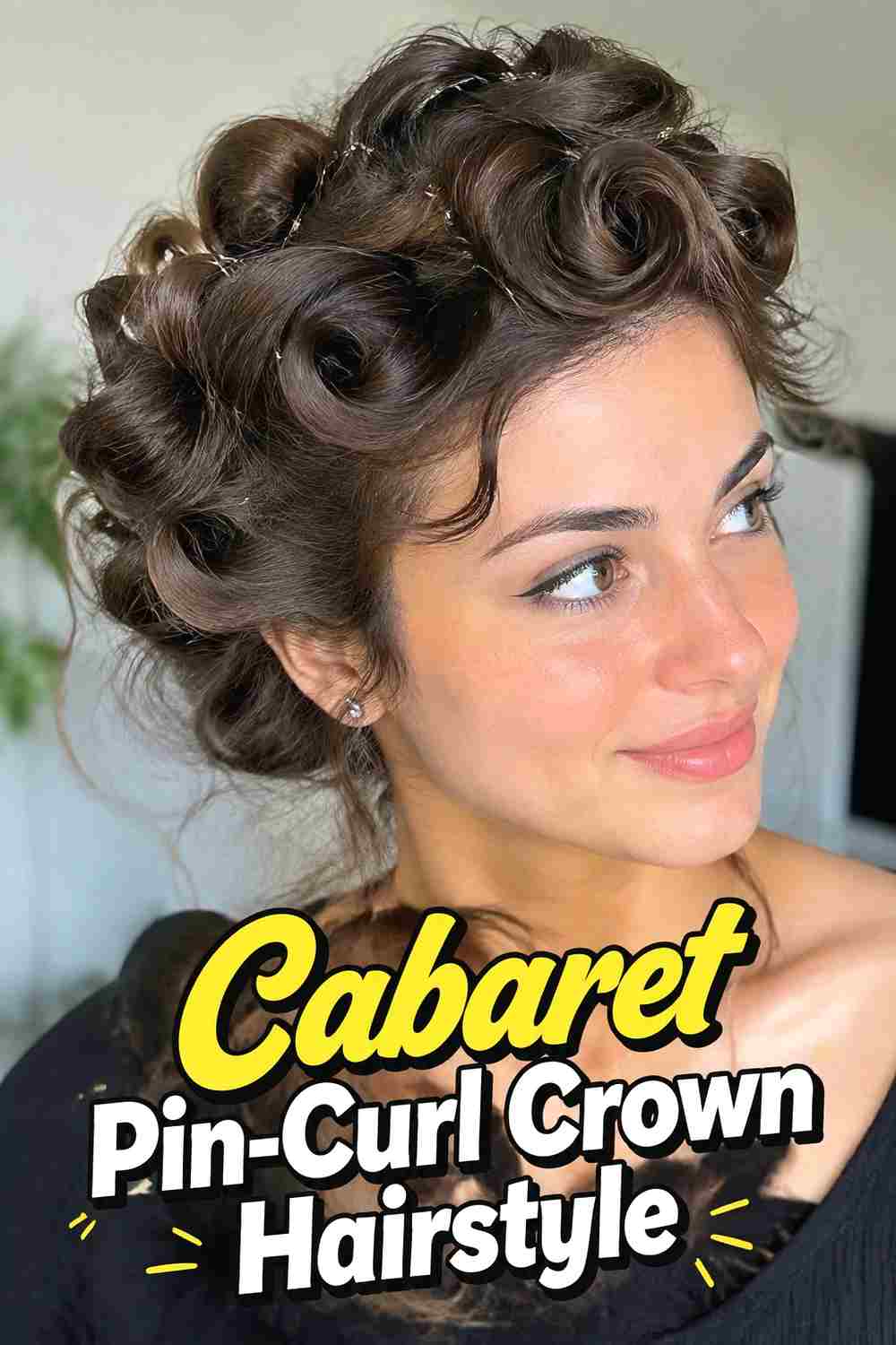 6. Cabaret Pin Curl Crown Hairstyle