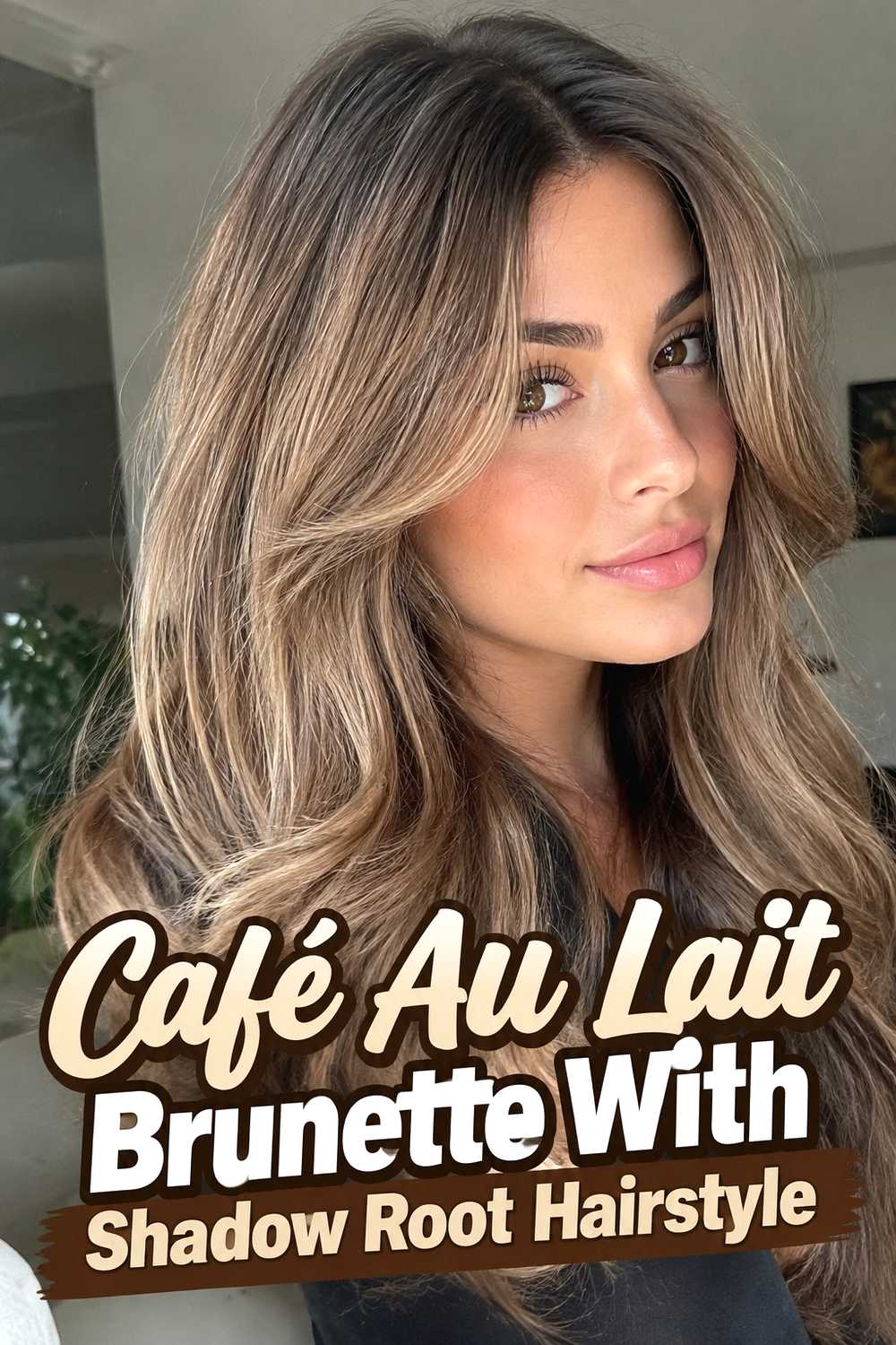 9. Cafe Au Lait Brunette With Shadow Root Hairstyle