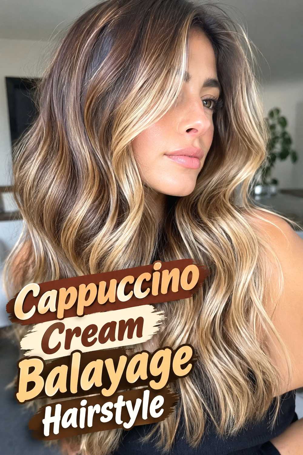 2. Cappuccino Cream Balayage Hairstyle