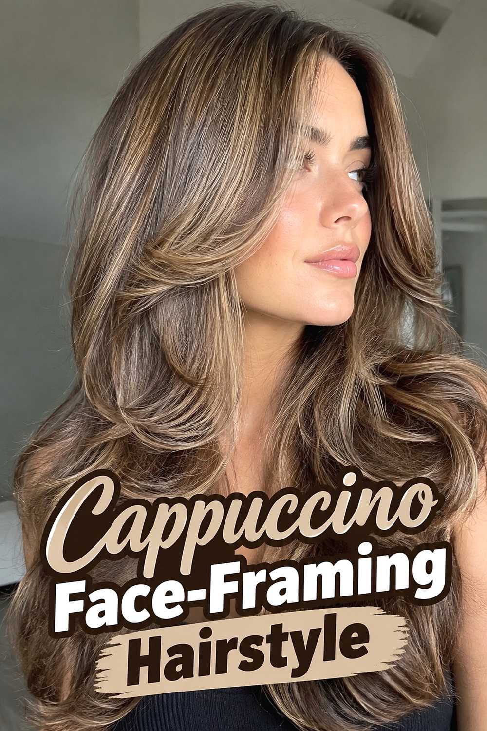 6. Cappuccino Face Framing Hairstyle