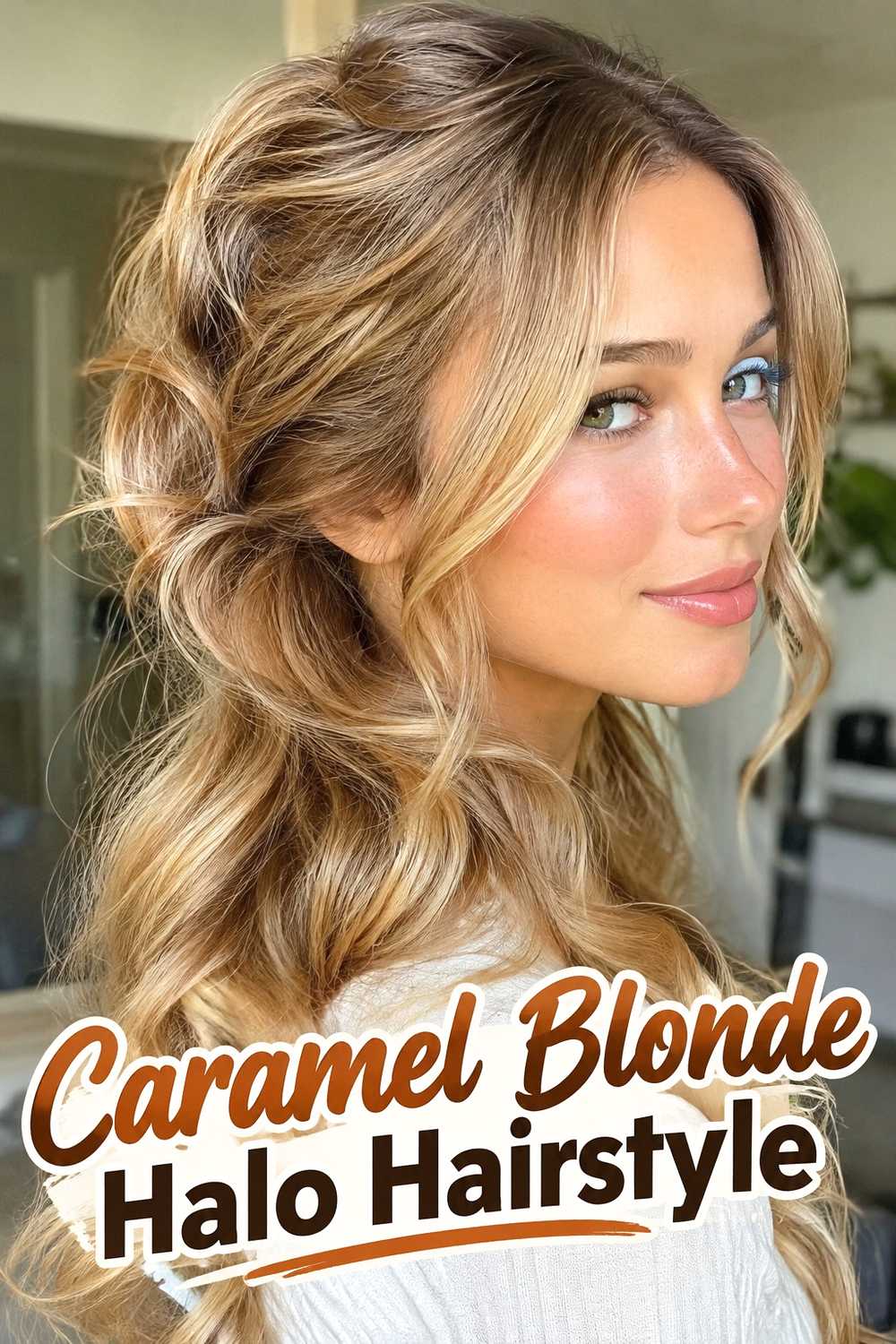 10. Caramel Blonde Halo Hairstyle