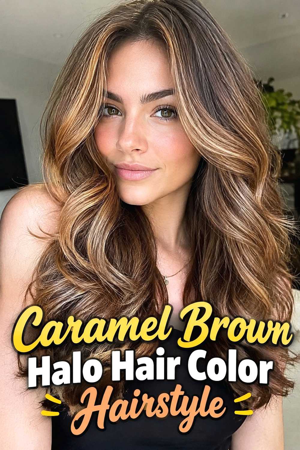 2. Caramel Brown Halo Hair Color Hairstyle